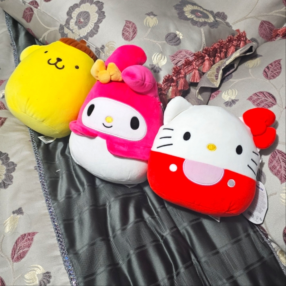 Pompompurin, My Melody, Hello Kitty Squishmallow NWT 8"